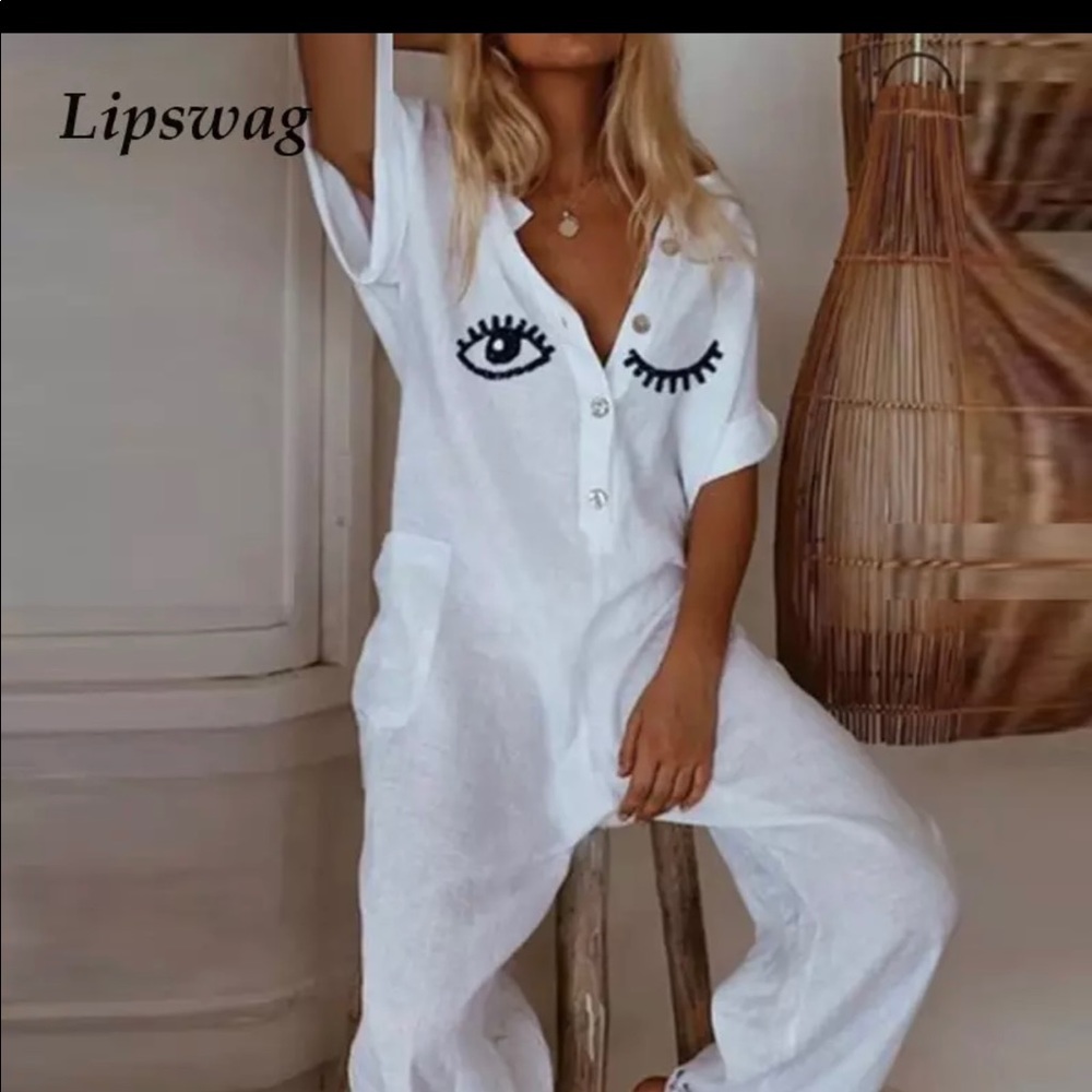 Eye lash print jumpsuit size S
